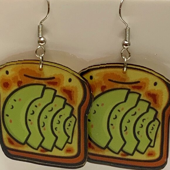 Avocado Earring, Toast Earring, Funny Food Earring, Gift Idea, Cinco De Mayo - Picture 1 of 6